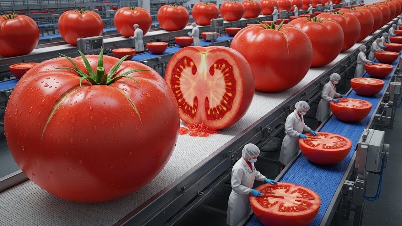 Inside the Factory: The Industrial Process of Turning Fresh Tomatoes into Tomato Ketchup 🍅