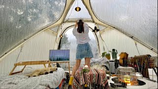 Solo Camping in NONSTOP RAIN | I guess I LIKE camping in Heavy Rain | Comfort Korean food | ASMR