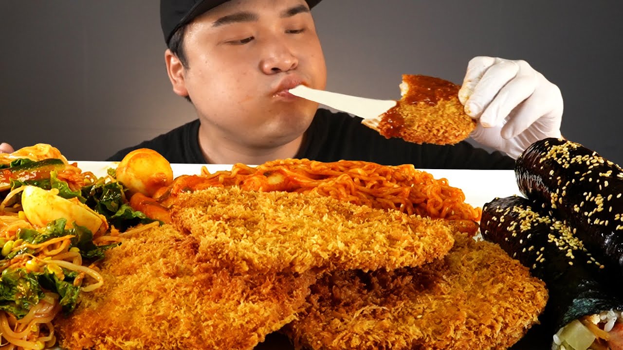 이 조합을 싫어할수 있을까! 김밥천국 돈까스, 쫄면, 김밥, 라볶이세트메뉴 먹방~!! 리얼사운드 social eating Mukbang(Eating Show)