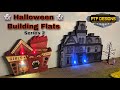 PTF DESIGNS - Haunted Halloween building flats DANTE’S INFERNO BEETLEJUICE - ADDAMS FAMILY HOUSE