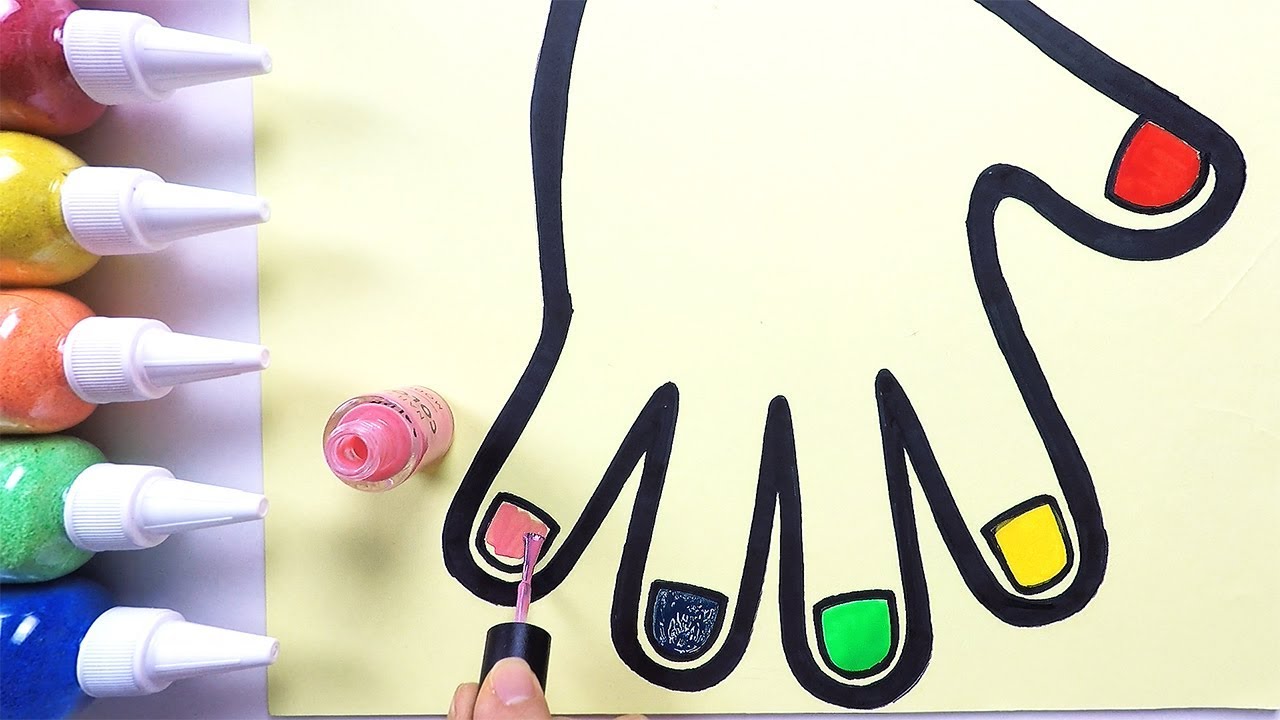 Nail polish coloring & drawing ㅣ 네일 아트 그리기 색칠하기 YouTube