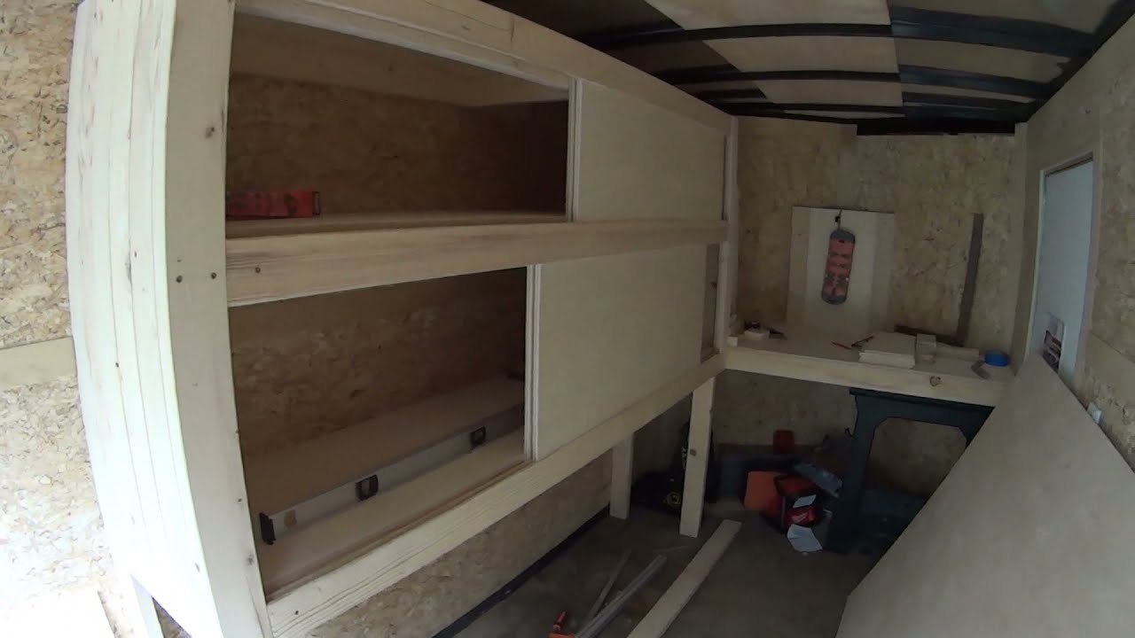 MTR FAB DIY Custom trailer up fit. Built-in cabinet with sliding door solution