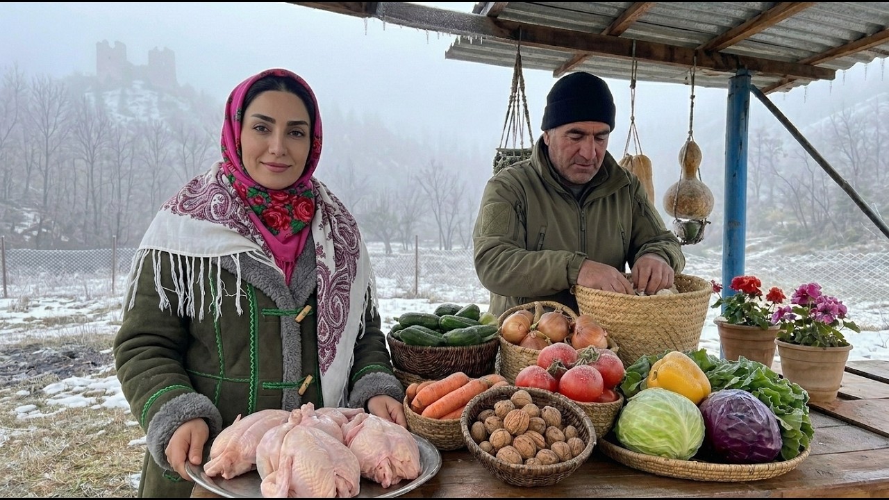 Rural Life In The Iranian Mountains Cooking Traditional Chicken Stew ...