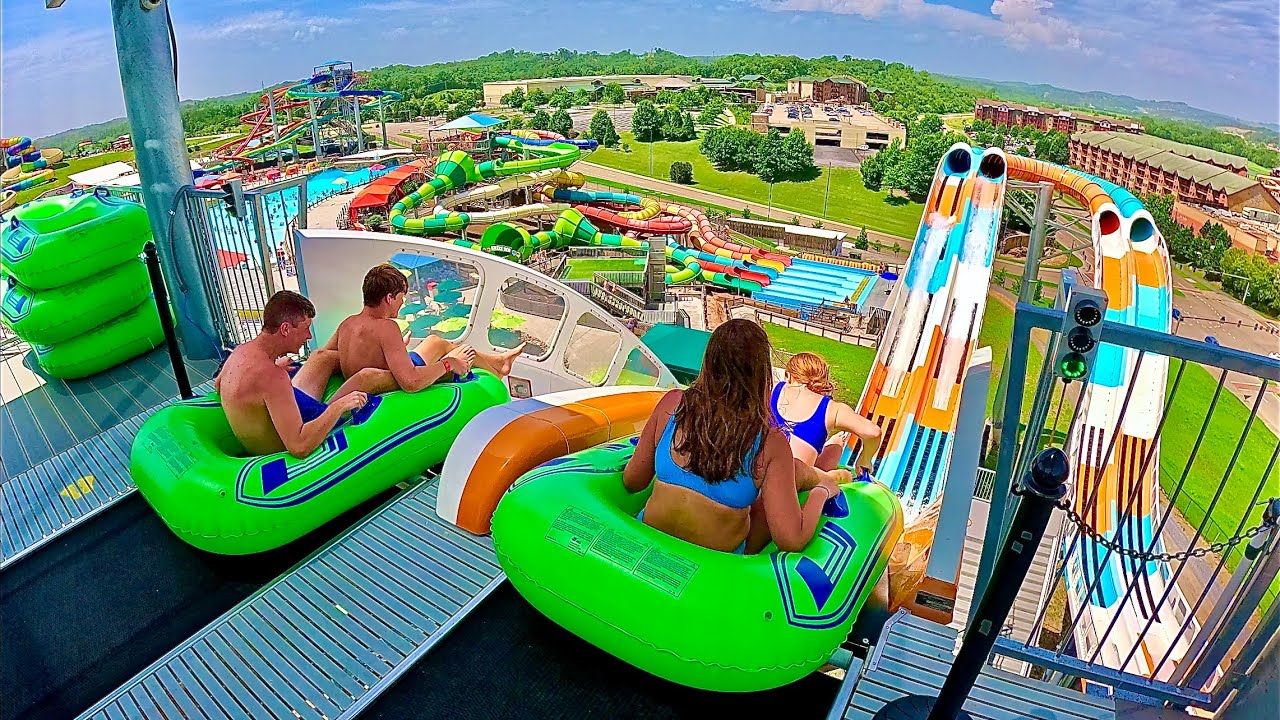 The Edge Dueling Water Coaster Ride at Soaky Mountain Water Park, USA