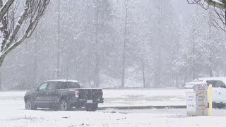 Winter storm brings low elevation snow to Nevada City, California