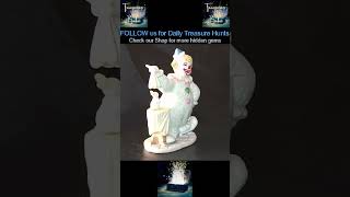 Vintage Porcelain Clown with Rabbit Figurine – Star-Patterned Magician Clown Collectible