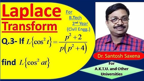Laplace Transform - Question 3 (Important Simple Question on Laplace) in Hindi By Dr. Santosh Saxena