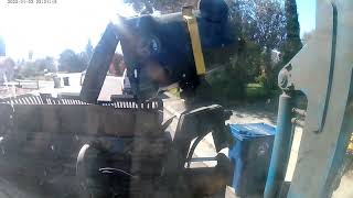 Republic Services 2471 collecting yard waste on a sunny day also testing intro and exit cards
