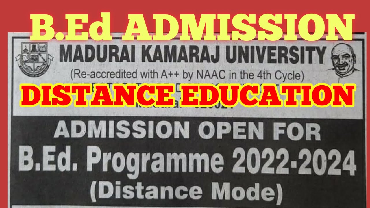 B.Ed DISTANCE EDUCATION ADMISSION 2022 DETAILS YouTube