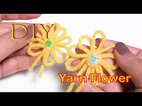 Diy フォークで作る毛糸のお花の作り方 How To Make A Yarn Flower 38 Youtube