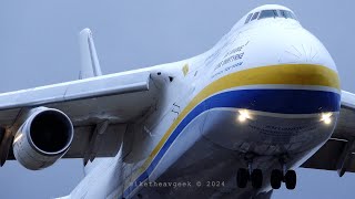 [4K] The mighty Antonov AN-124 lands in Barcelona-El Prat