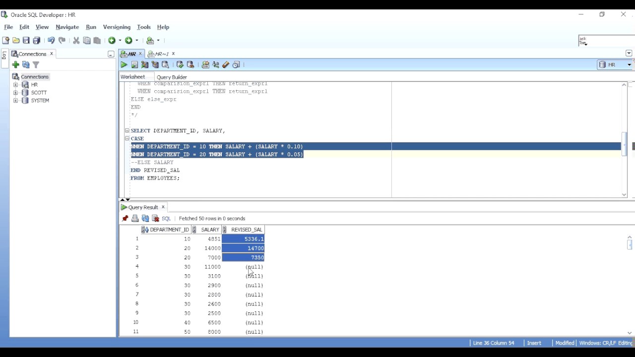 CASE STATEMENT(IF THEN ELSE) IN ORACLE SQL WITH EXAMPLE