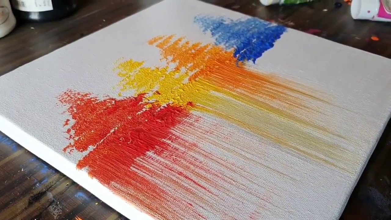 Easy Abstract Landscape Painting Demo For Beginners Using Fan brush