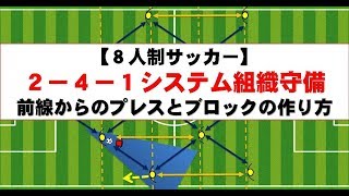 ８人制サッカー 2 4 1システムの守備 前線プレスとブロックの作り方 Youtube
