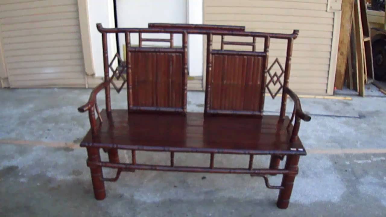 Chinese Vintage Bamboo Simulated Double Seat Bench s352m