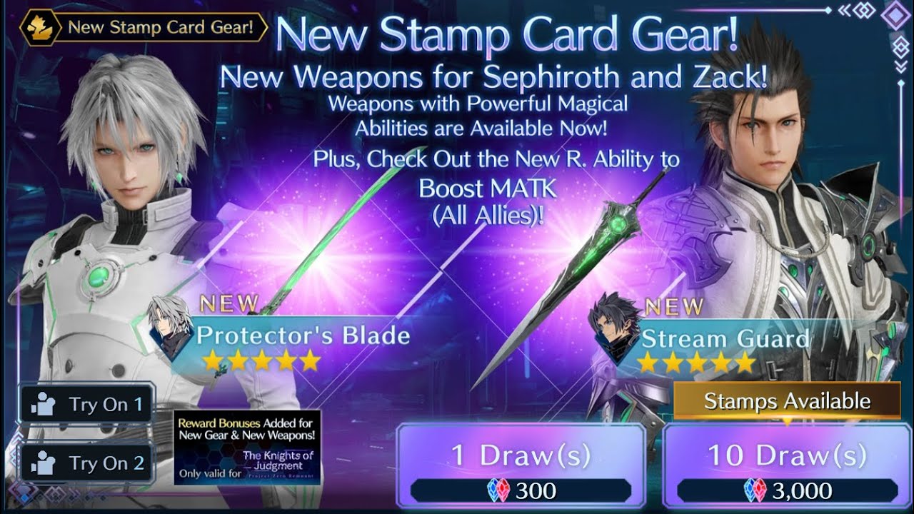 Final Fantasy 7 Ever Crisis: Zack And Sephiroth Weapon, Skin Banner (Pulls)