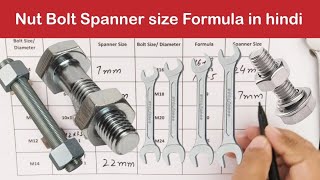Nut Bolt Spanner Size Formula In Hindi Spanner Size Calculation Bolt Spanner Size Formula