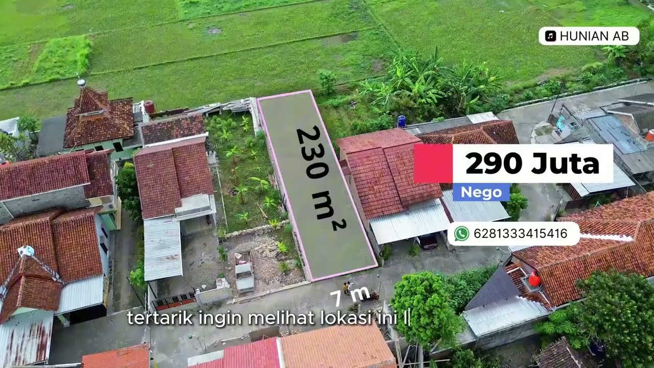 EPS 535 JUAL TANAH MANGKU JALAN DEKAT KAMPUS LUAS 230 M² VIEW SAWAH DEKAT DENGAN KOTA JOGJA