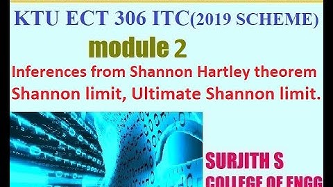 KTU ECT 306 ITC Inferences from Shannon Hartley theorem -Shannon limit, Ultimate Shannon limit