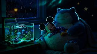 [No Ads] Sleep in 3 Minutes 🌧️ Cozy Rain Night & Aquarium Ambience 💤 Deep Sleep Music