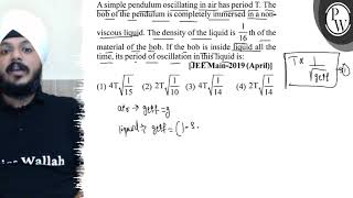 A simple pendulum oscillating in air has period \( T \). The bob of...