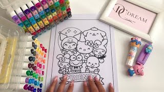 Coloring Cute Sanrio Friends 🌸 | Relaxing Marker Coloring ASMR