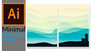 Minimal Mountain Landscape Artwork for Wall Decoration in Adobe illustrator CC