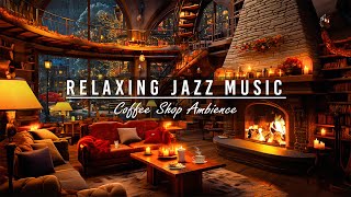 Relaxing Jazz Music & Rainy Night for Work, Study ☕ Cozy Coffee Shop Ambience with Smooth Jazz Music