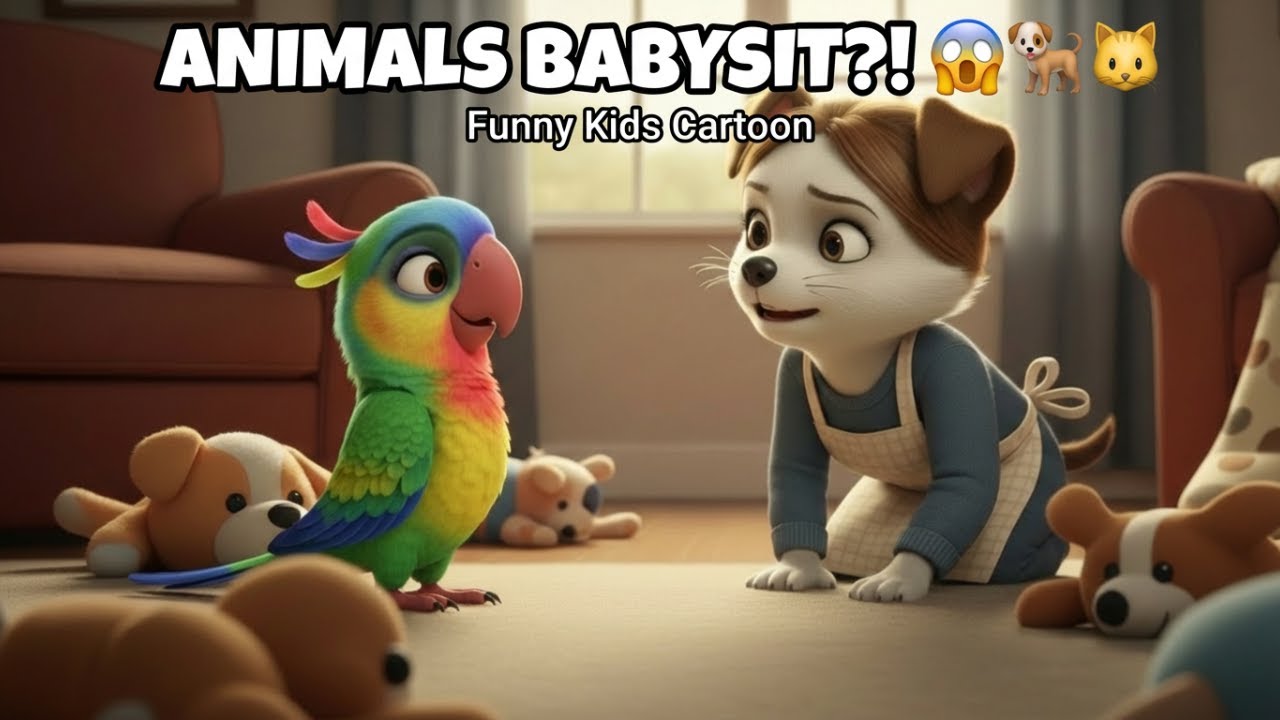 When Animals Babysit 🐶🐱🐒  Funny Kids Cartoon Story  Cute Animal Chaos