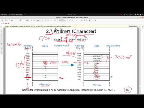 การประกาศตัวแปรชนิด String หรือ Array of Characters ในภาษา C/C++