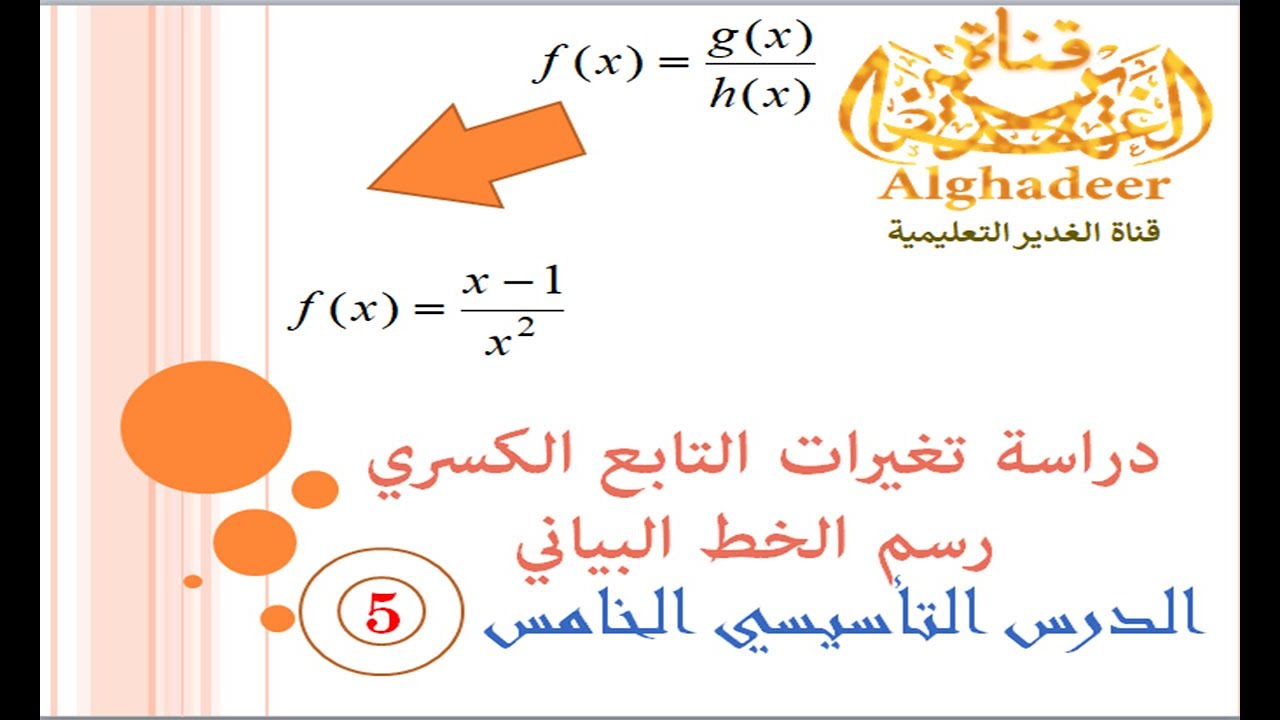 دراسة تغيرات التابع الكسري(تحديد المقاربات)ورسم الخط البياني