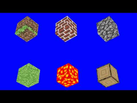 Minecraft Cubes Rotating X Y and Loop - Blue Screen Animation