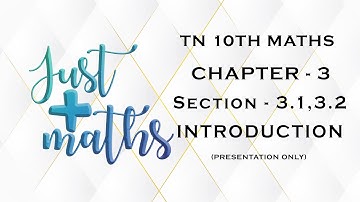 TN 10th Maths | Chapter 3 | Algebra | Section 3.1 to 3.2 | Introduction | By Aarthy