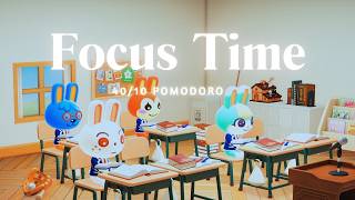 [ACNH ASMR]  Bunny Classroom Pomodoro ✏️⏰  40/10 Focus Space | Humidifier &amp; Writing Sounds | No BGM