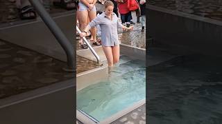 ICE HOLE BATHING #332/ SWIMMING  WINTER / BEAUTIFUL GIRL
