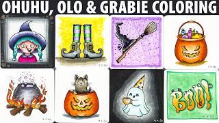 Fun Halloween Coloring | 8 Cute Cards, Markers & Glitter
