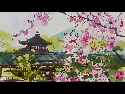 Видео: Цветущая сакура, живая акварель 桜の花