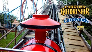 2023 Carolina Goldrusher Roller Coaster On Ride Front Seat 4K POV Carowinds
