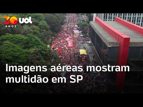 Lula na Avenida Paulista: imagens aéreas mostram ato em São Paulo que ocupou sete quarteirões