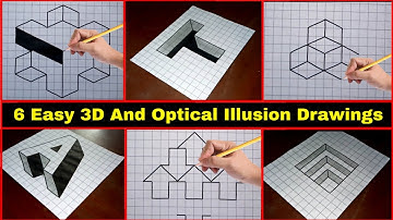 6 Easy Drawing Tricks on Graph Paper | #3ddrawing #opticalillusion drawing on graph paper