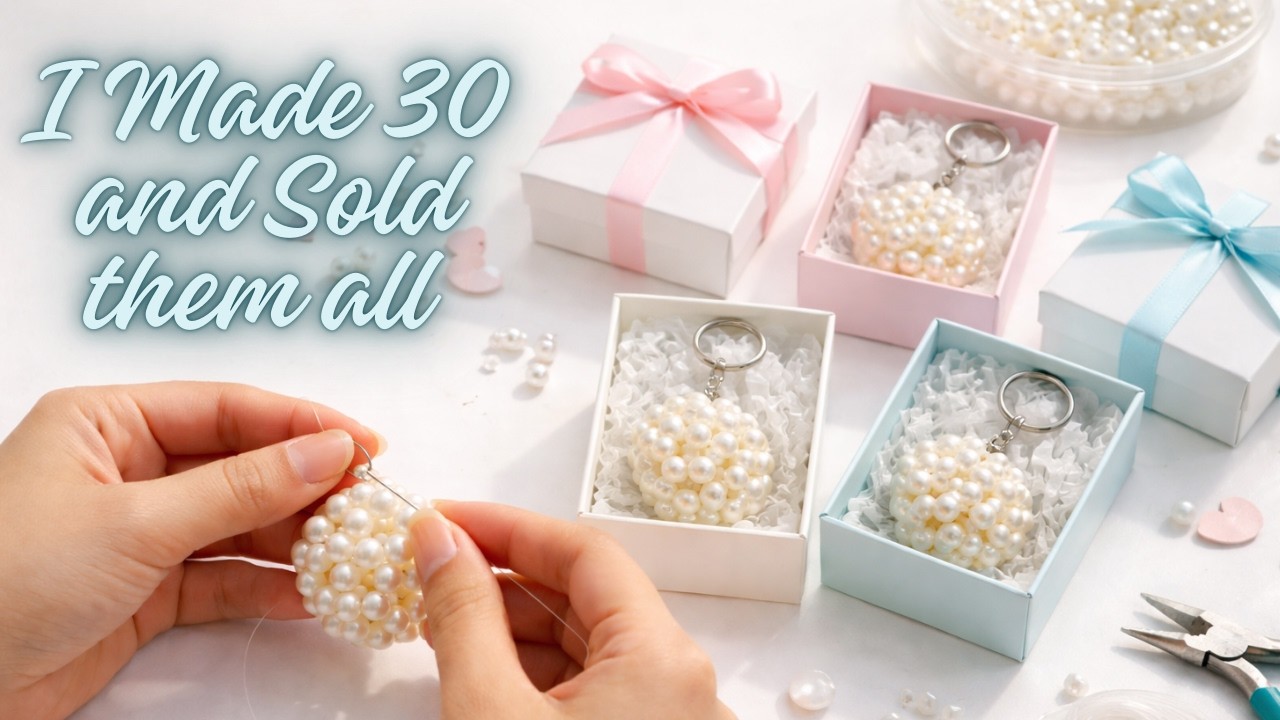 I Made 30 Pearl Ball Keychains in One Day 🤍 Easy DIY Craft to Make & Sell
