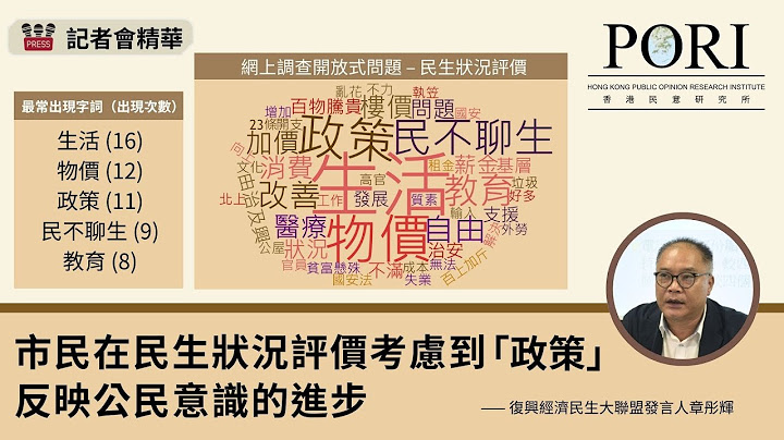 章彤輝：市民在民生狀況評價考慮到「政策」　反映公民意識的進步