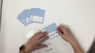 White or color label placement on stationery creations place cards