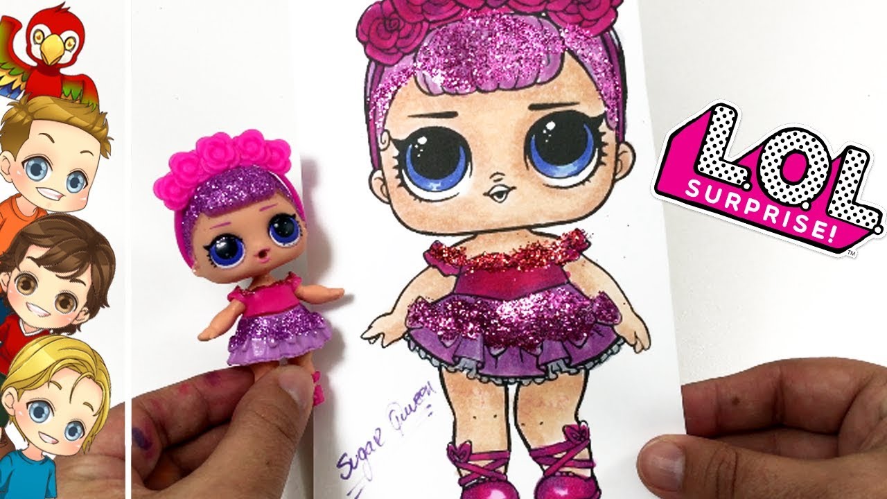 Lol Surprise Dolls: Coloring Lol Sugar Queen | How To Color Sugar Queen |  Coloring Lol Glitter - Youtube