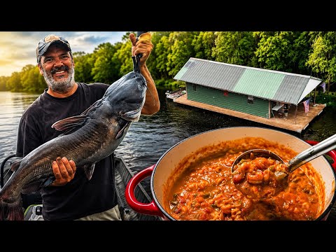 Louisiana Swamp Houseboat Adventure! Catfish, Bluegill & Crawfish Spaghetti!