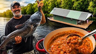 Louisiana Swamp Houseboat Adventure! Catfish, Bluegill & Crawfish Spaghetti!