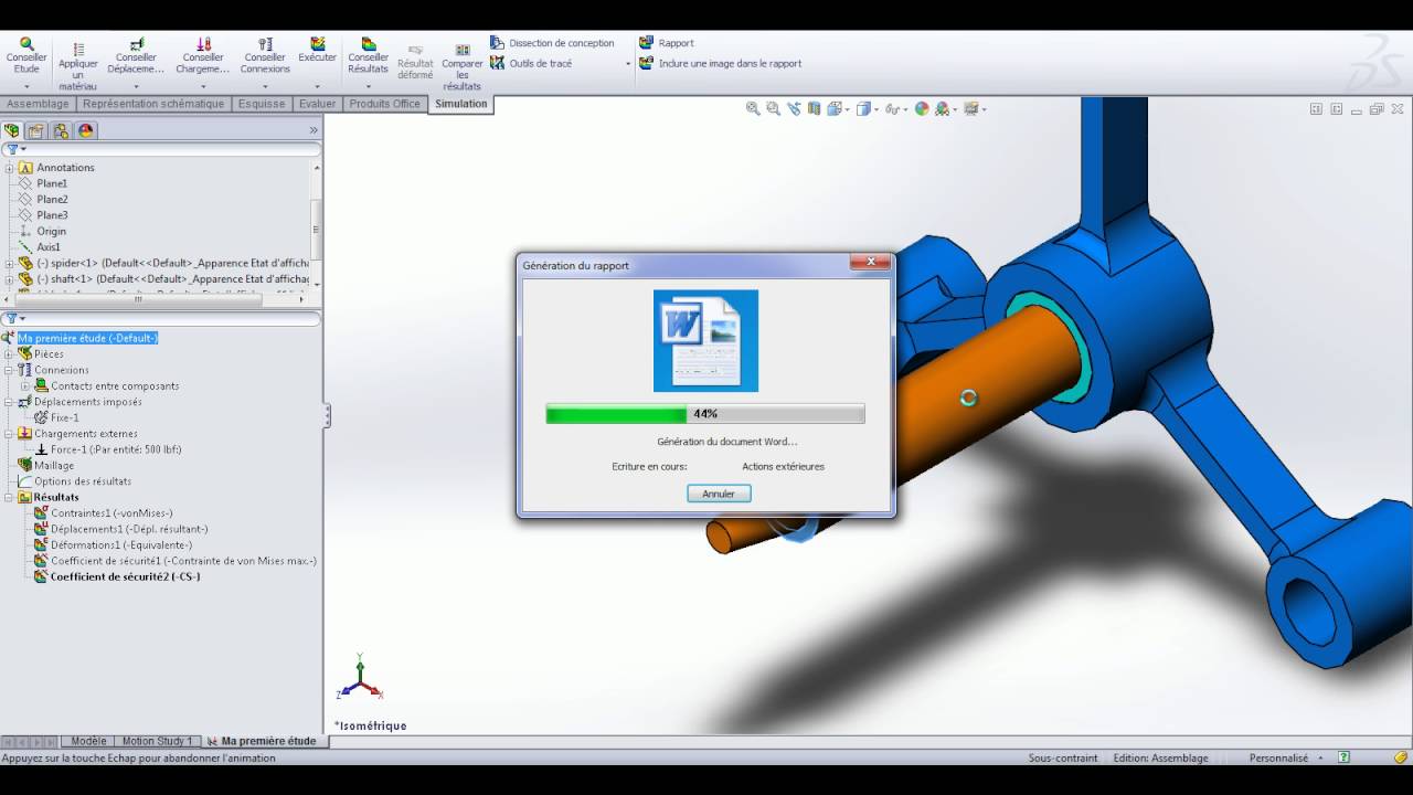 Génération d'un rapport sous SolidWorks simulation - YouTube