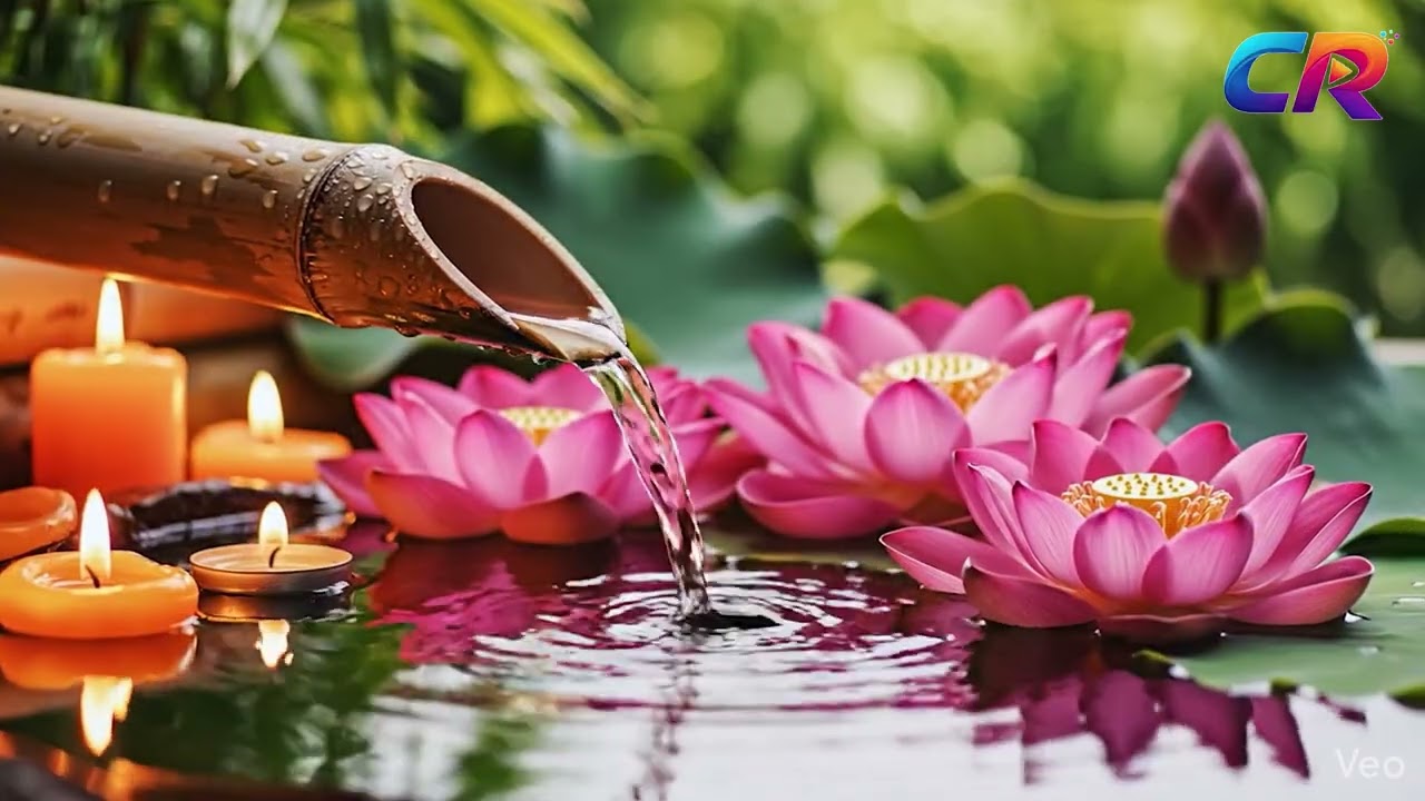 Bamboo Water Fountain & Lotus Candles 🌸 Deep Relaxation  Stress Relief & Inner Peace