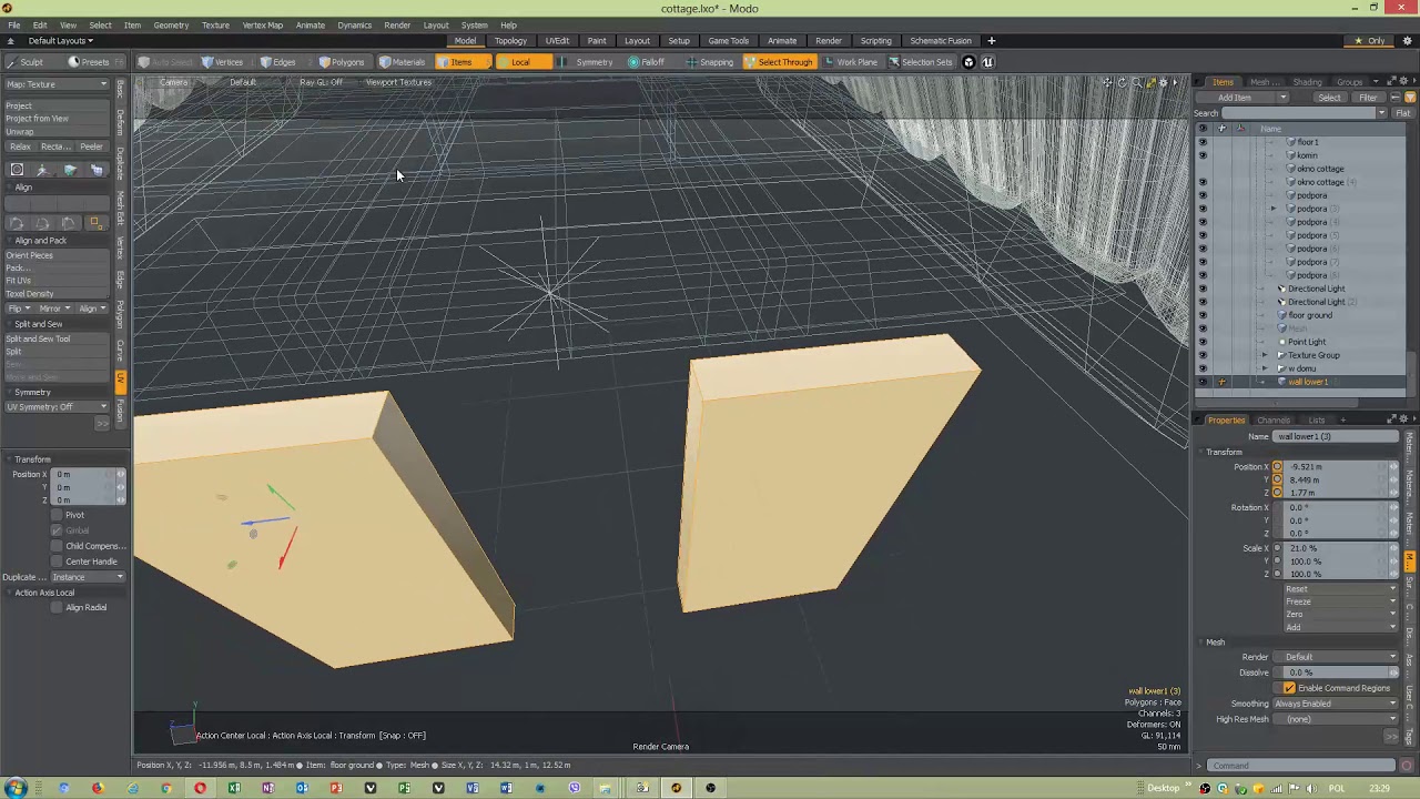 Modo 11.2  -  how to attach and detach meshes  -  tutorial EN 2018