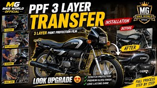 Hero Splendor 🤩PPF Lamination 3 Layer Clear Premium Glossy Finish😍 Body Paint Protection #splendor